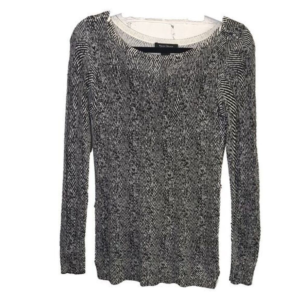 White‎ House Black Market Woman's Black & White Herringbone Sweater Size XS